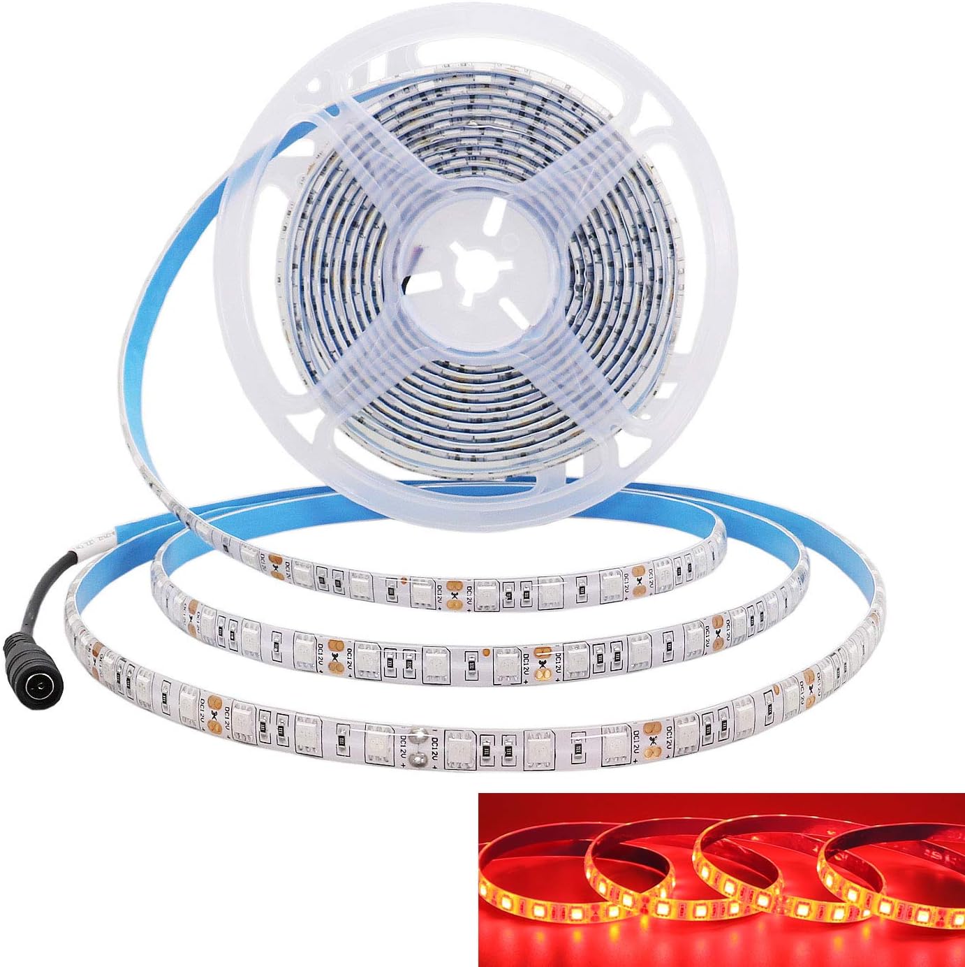 JOYLIT 12V LED Strip Lights Red 620nm, 5M Flexible 300 Units 5050 LEDs