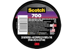Scotch Vinyl 700 Electrical Tape, 1 Roll, Black, 3/4-in x 66-ft, General Purpose, Commercial Grade, Rated for Temperatures Up to 194-Degree, Highly Flexible, Stretchy & Conformable (700)