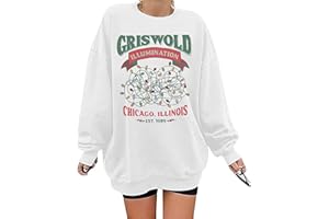 HEBBE Oversized Christmas Sweatshirt for Women Funny Christmas Vacation Sweatshirt Xmas Crewneck Pullover Top