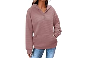 ONLYSHE Womens Hoodie Sweatshirt Lightweight Cozy Waffle Knit Pullover Top with Kangaroo Pockets
