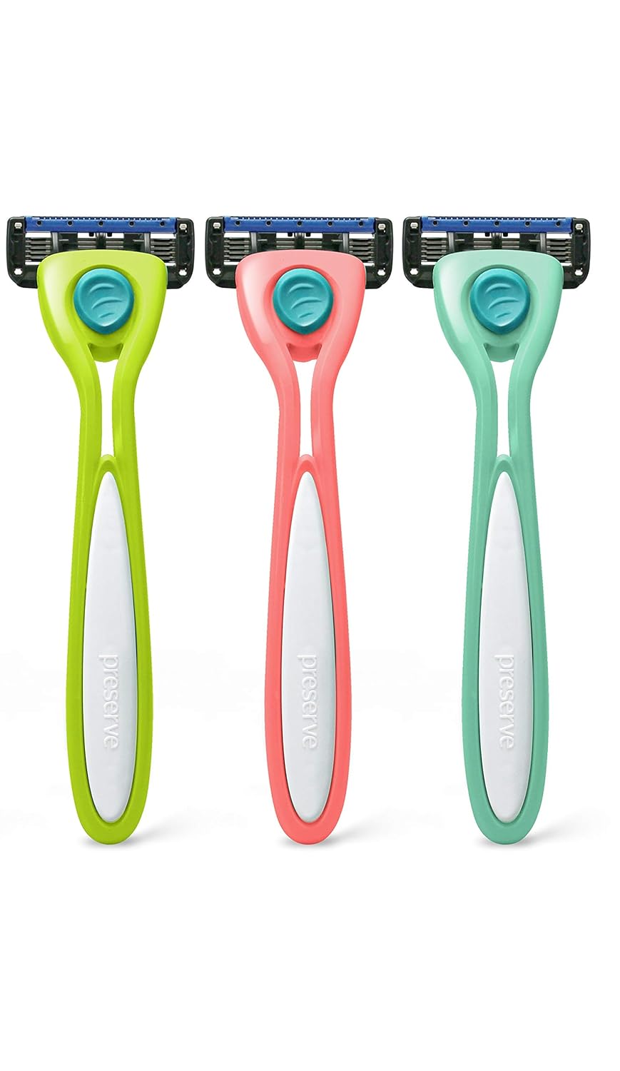 Amazon Com Preserve Shave 5 Five Blade Refillable Razor Made From Recycled Materials Assorted Colors Coral Neptune Key Lime Color May Vary Beauty