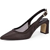 QIY Womens Pumps Pointed Closed Toe Chunky Heel Slingback Heels for Women