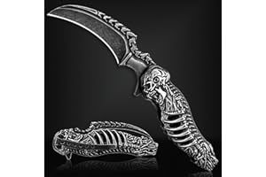 VALHALLA REAPER Skull Pocket Knife, Pocket Folding Knife With 3D Hollowed-out Skull, EDC Pocket Knife For Men Outdoor Camping Hiking Hunting