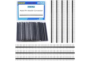 EGSCST 110PCS 2.54mm 40Pin Straight Single Row Male Pin Headers Connector 0.1inches Breakaway Stackable Header Pins Connectors for Arduino Prototype Shield and Electronic PCB Board