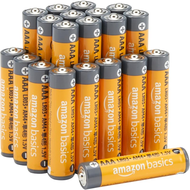 Pilhas alcalinas aaa amazon basics de 1,5 volts, contagem de 20, faixa de desempenho (aparência pode variar)