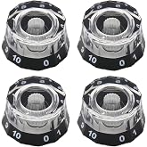 Domofa 4Pcs Lampshade Style Guitar Knobs Electric Guitar Speed Volume Tone Control Knob for PRS/LP/SG/Les Paul Guitar (Clear with Black)