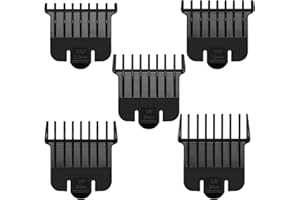 WUSUKER 5 Pack T Outliners Guards Fit for Andis T Outliner Trimmer, Replacement Trimmer Guards Cutting Lengths from 1/32"-3/8" Inch Fit Andis T Outliner #04710#04521 Blade Snap-on Attachment Combs Set, Black