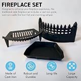 Thorness 16 Inch Cast Iron Castle Fire Fret Grate Ash Pan Set Matt Black view 2