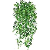 Artificial Hanging Vine, Sweet Potato Leaves Plastic Plants Greenery Faux Ivy Garland Fake Plant UV Resistant for Indoor Outdoor Garden Door Wall Baskets Wedding Party Table Decoration Green 2 Pcs