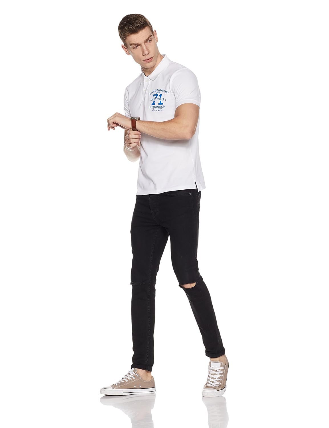 symbol amazon brand men's badged cotton polo t-shirt