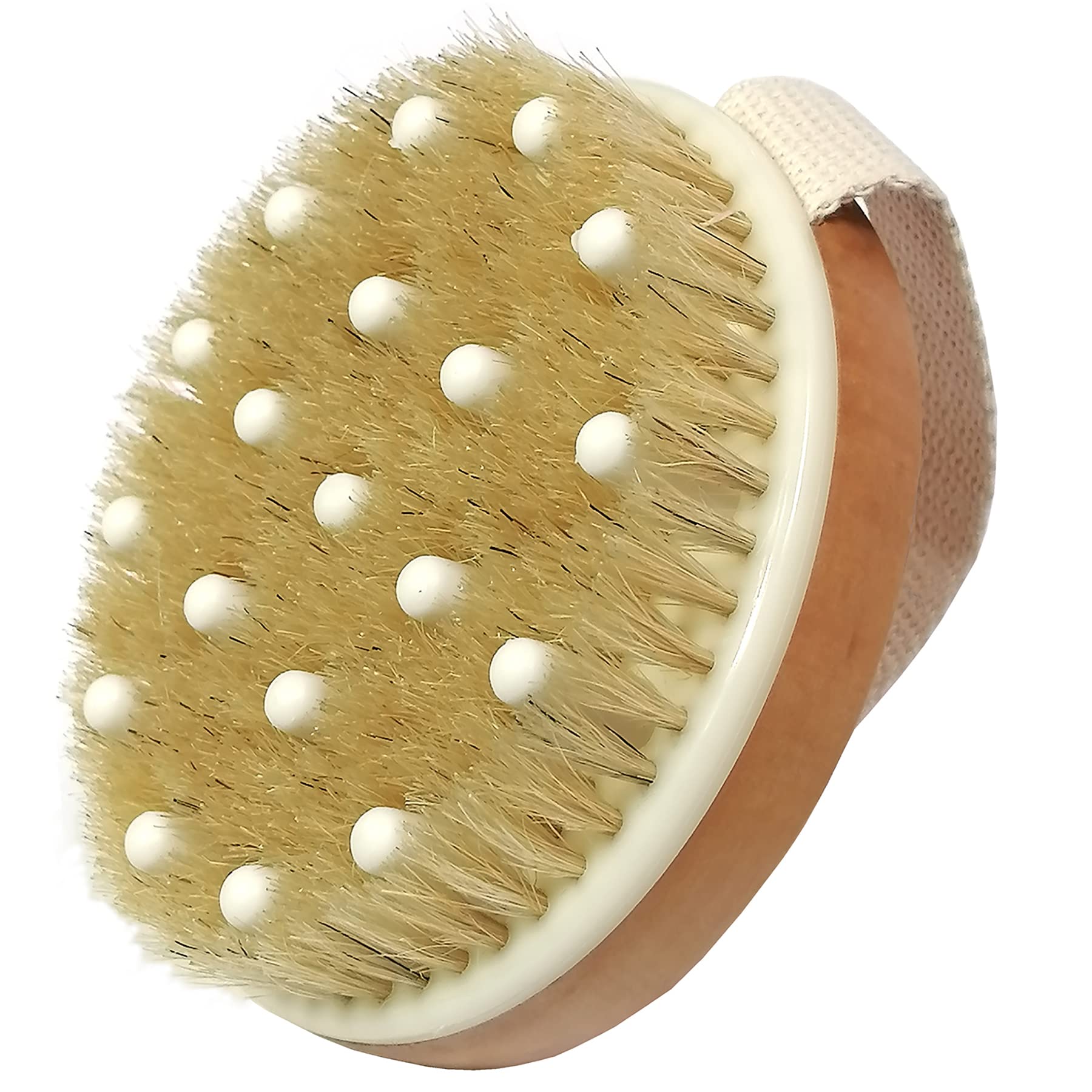 Dry Body Brush, Natural Bristle Bath Brush,Body Brush Lymphatic Drainage, Exfoliate, Stimulate Blood Circulation, Remove Dead Skin Toxins and Cellulite