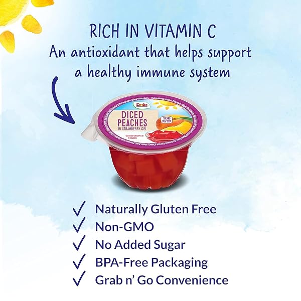 DOLE FRUIT BOWLS PEACHES IN STRAWBERRY FLAVORED GEL SNACKS, 4.3OZ 36 TOTAL CUPS, GLUTEN & DAIRY FREE, BULK LUNCH SNACKS FOR KIDS & ADULTS