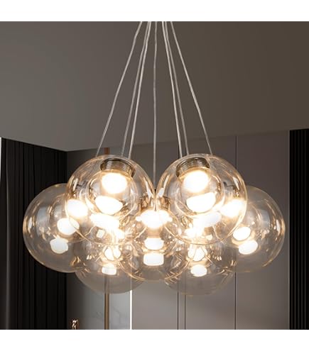 Bubble Chandelier Light Fixture, 20-inch Diameter Threaded Clear