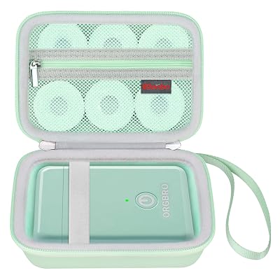 Elonbo Carrying Case for ORGBRO X1 Label Maker Machine, Portable Bluetooth Label Printer Storage Holder, Wireless Built-in Cutter Small Label Makers Handheld Sticker Maker Travel Bag, Green