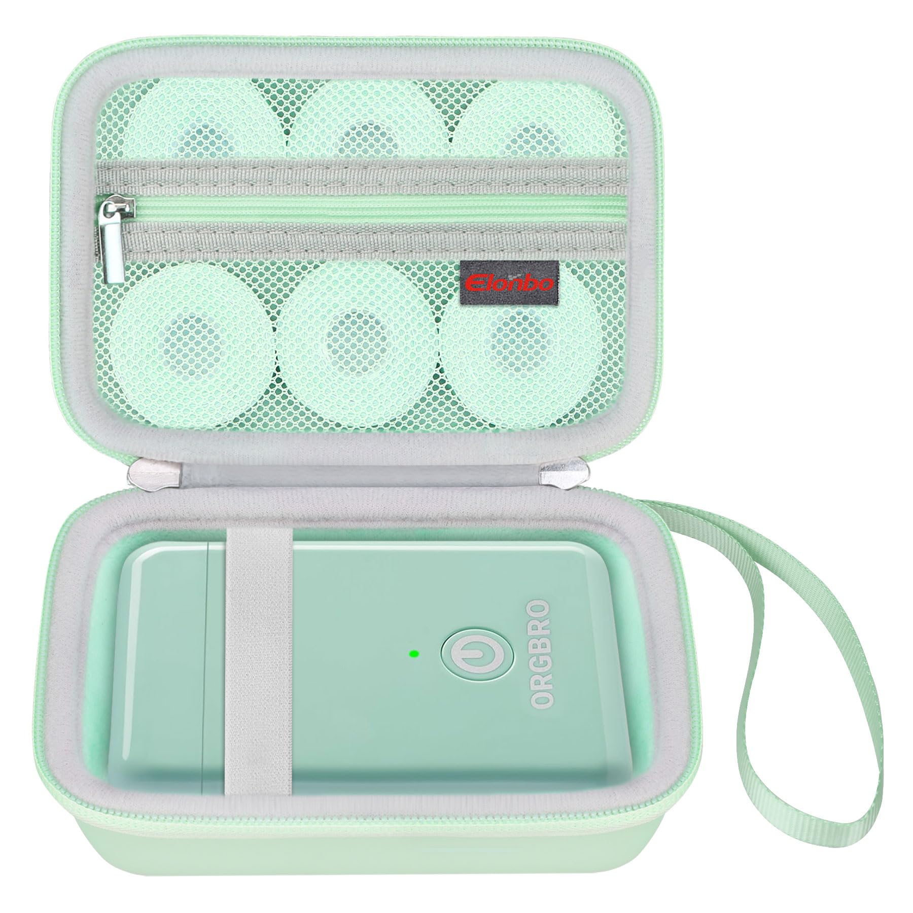 Elonbo Carrying Case for ORGBRO X1 Label Maker Machine, Portable Bluetooth Label Printer Storage Holder, Wireless Built-in Cutter Small Label Makers Handheld Sticker Maker Travel Bag, Green
