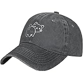 Wisedeal Women's Cute Cat Hat for Cat Lover, Vintage Distressed Adjustable Washed Baseball Cap for Men Women