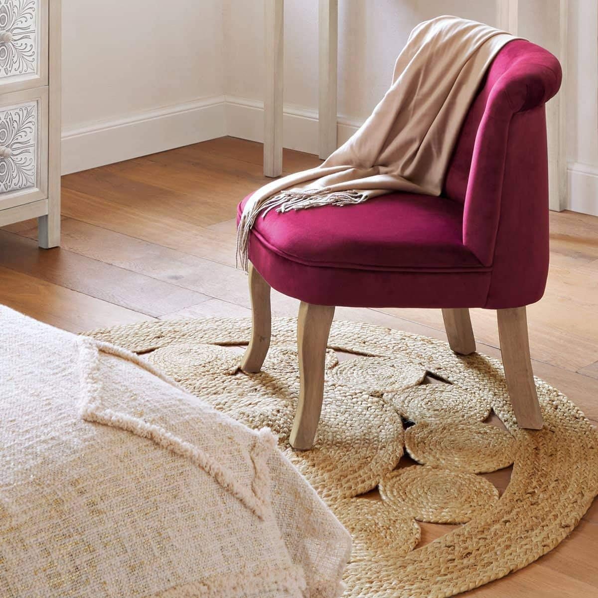 Atmosphera, Round Jute Rug with Openwork Pattern, Diameter 80 cm, Beige, 80 cm (Rond)