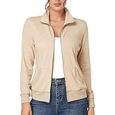 J.Corrine Women's Zip up Sweatshirts Jacket Stand Collar Long Sleeve Athletic Running Track Jacket with Pockets