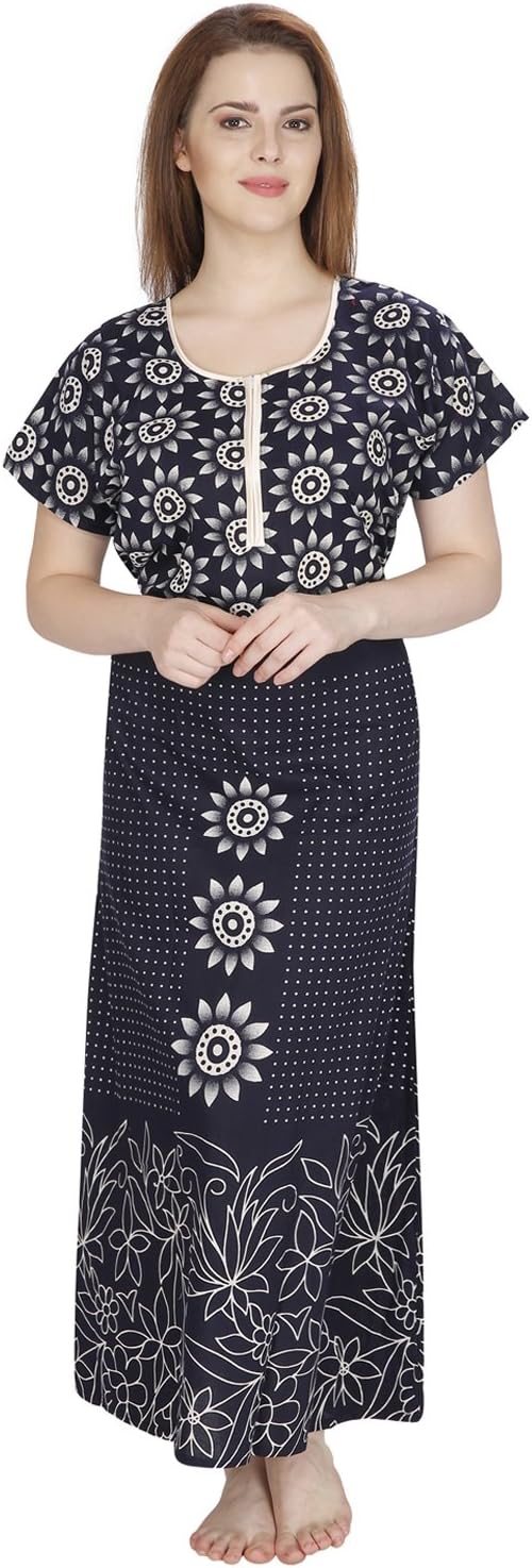 Women's Cotton Nighty Cotton Nighty/Nightwear/Multicolor Nighty NT-E32