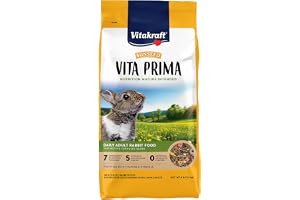 Vitakraft Sunseed Vita Prima Daily Adult Rabbit Food 8 lb Bag with Timothy Hay Pellets Vegetables and Fruits Providing Wholesome Daily Nutrition for Happy Healthy Rabbits