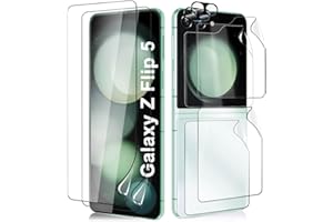 CWQZGUF [2Set 10PCS] Galaxy Z Flip 5 Screen Protector, Front TPU Screen Protector + Full Back Cover Film + Camera Lens Protector, High Clarity, Anti-Shatter, Bubble Free for Samsung Galaxy Z Flip 5 5G Screen