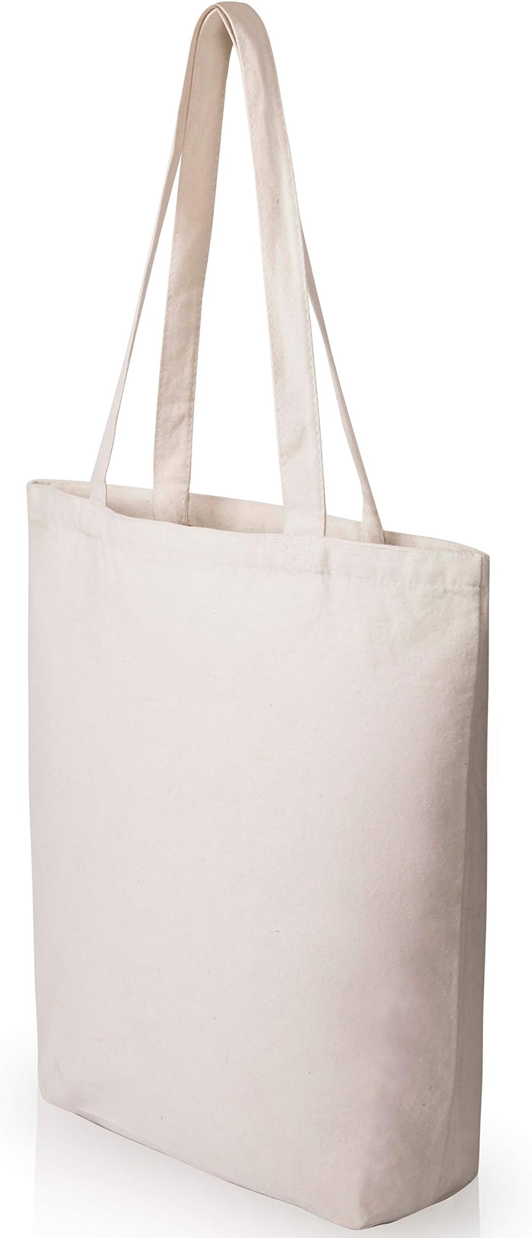 Heavy Duty and Strong Large Natural Canvas Tote Bags with Bottom Gusset for Crafts, Shopping, Groceries, Books, Welcome Bag, Diaper Bag, Beach, and More! (15x14x4 Inches) (2, 15x14x4)