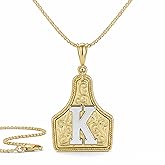 OANM studio Western Cowgirl Initials Gold Necklace, 14k Gold Plated Western Necklace for Women, Non Fading Handmade Valentine's Day Christmas New Year Gift.