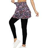 Tennis Skirted Leggings with Pockets for Women Active Skort Athletic Ruffle Pleated Golf Skapri with Skirt