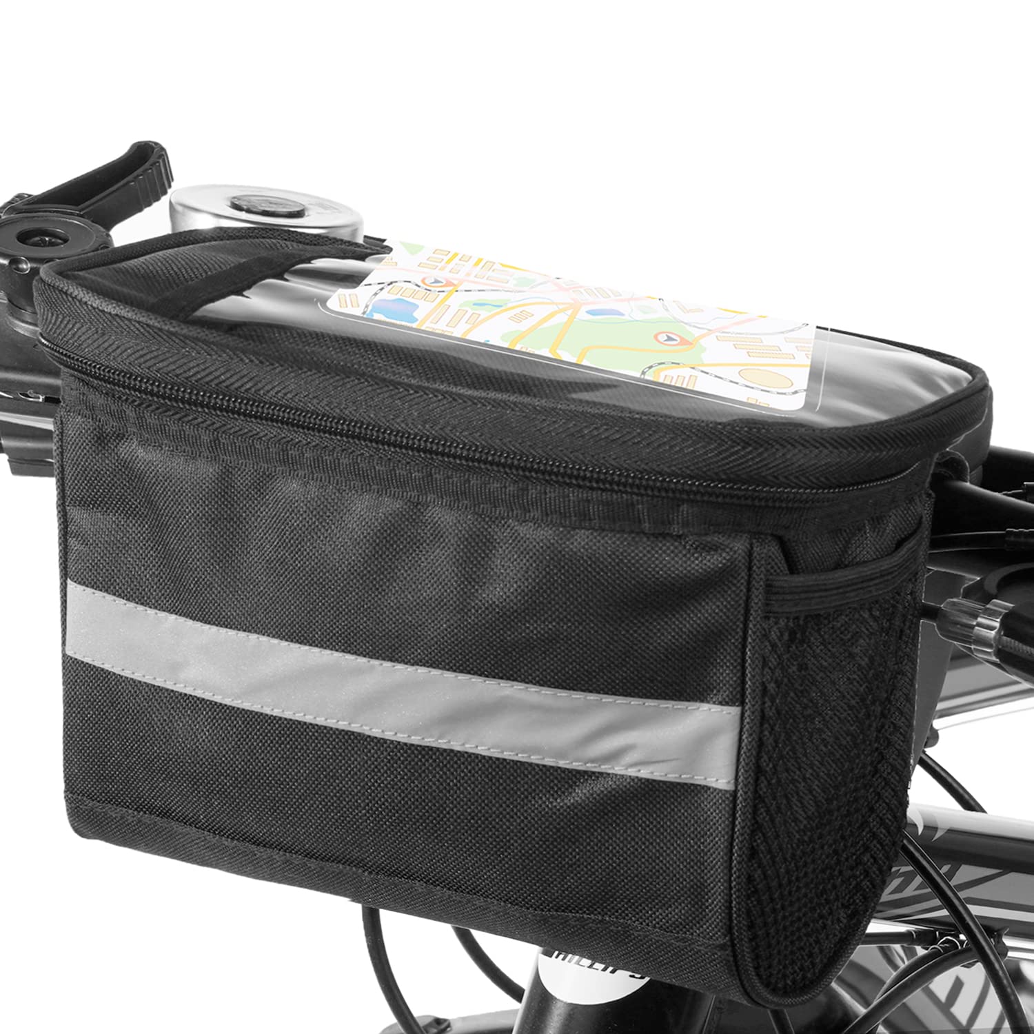 Tofern Bike Handlebar Bag Waterproof Bike Front Bag Bicycle Basket Bag Transparent Phone Bag Bike Front Frame Bag for Road Mountain MTB Bike