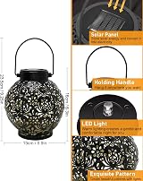 MOXTOYU Solar Lanterns 2 Pack Outdoor IP44 Metal Yard Lights Black view 5