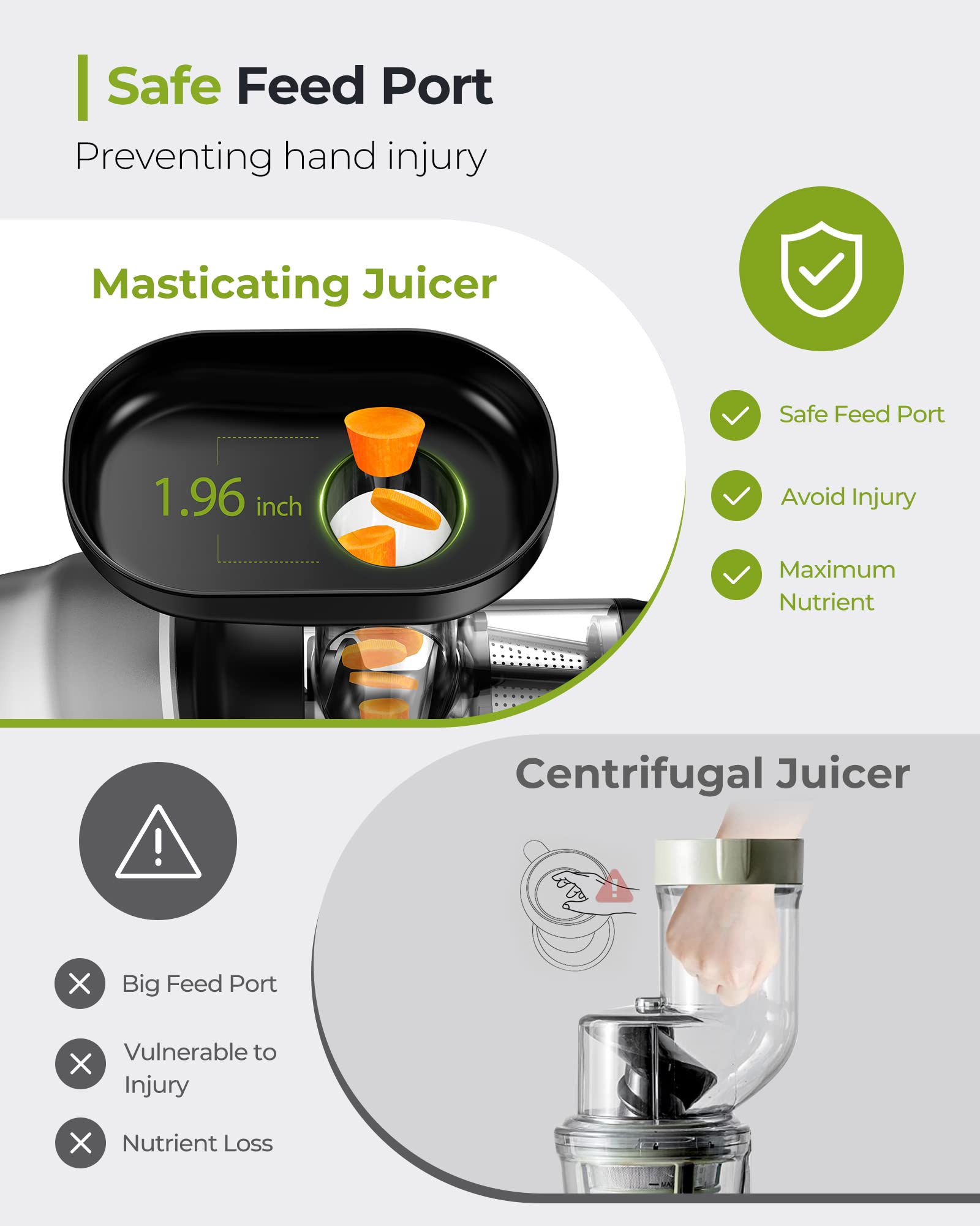 Jocuu Slow Masticating Juicer with 2Speed Modes Cold Press Juicer