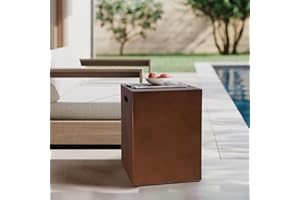 SiTimmGer Propane Tank Cover Table 16"x16"x20"H Square Propane Tank Storage Hideaway Box for Gas Fire Pits, Brown Concrete Gas Tank Holder Outdoor Side Table for 20 Pound Gas Tank
