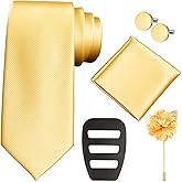 Muro de Amor Tie Sets for Men Silk Necktie and Pocket Square,Lapel Pin,Cufflinks,Tie Clip Sets with Gift Box 6PCS