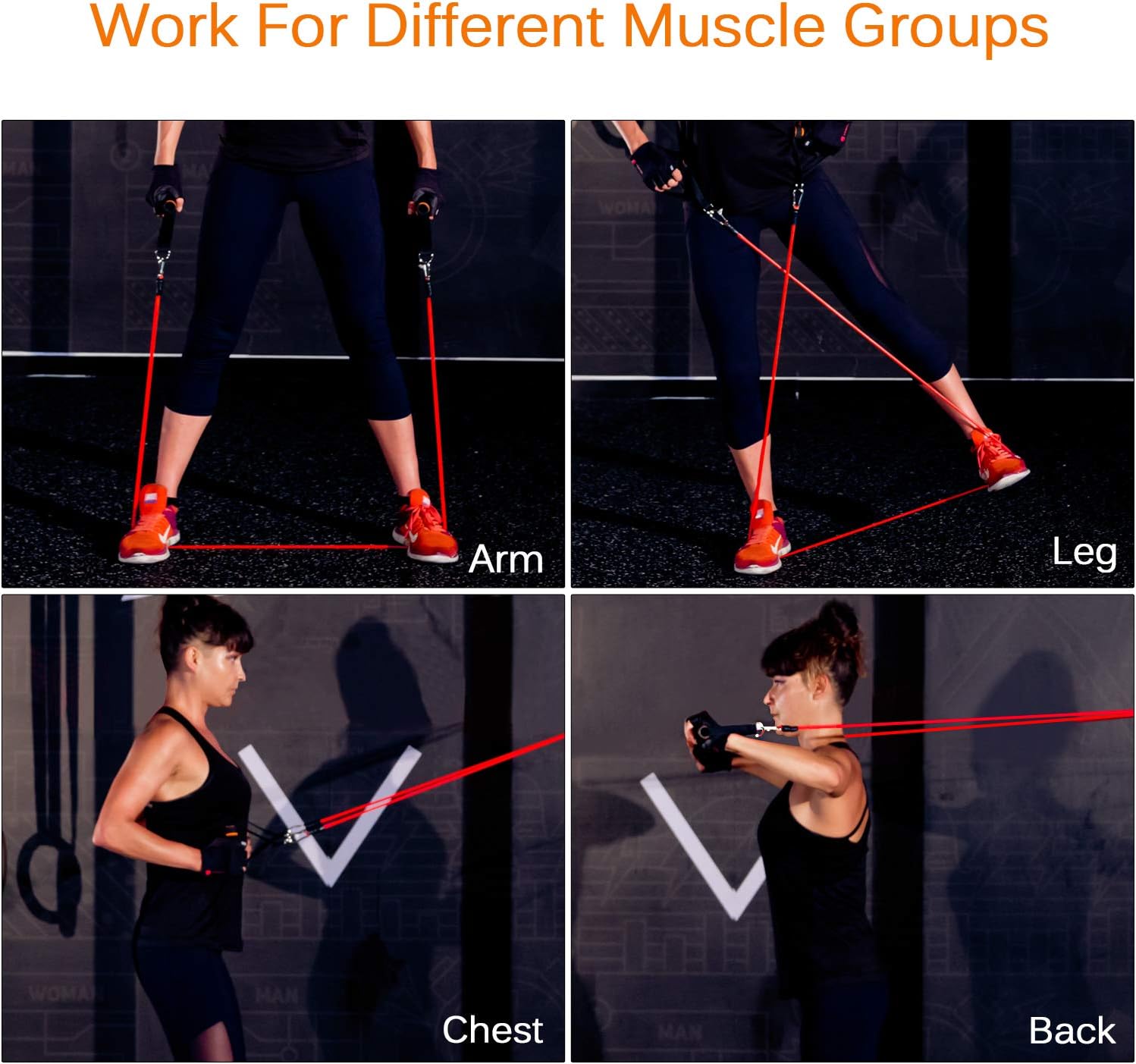Exercise Bands Set Resistance Bands Elastic Fitness Tubes Kit for Home Workout with Handles Ankle Straps, Door Anchor - Image 5