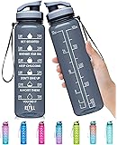 Elvira 32oz Large Water Bottle with Motivational Time Marker & Removable Strainer,Fast Flow BPA Free Non-Toxic for…