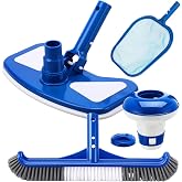 4 Pcs Pool Cleaning Kit Above Ground Pool Accessories Set, Round Corner | 4-in-1 Pool Cleaning Set Includes Vacuum Head, Brush, Skimmer Net and Chlorine Floater for Easy Above Ground Pool Maintenance
