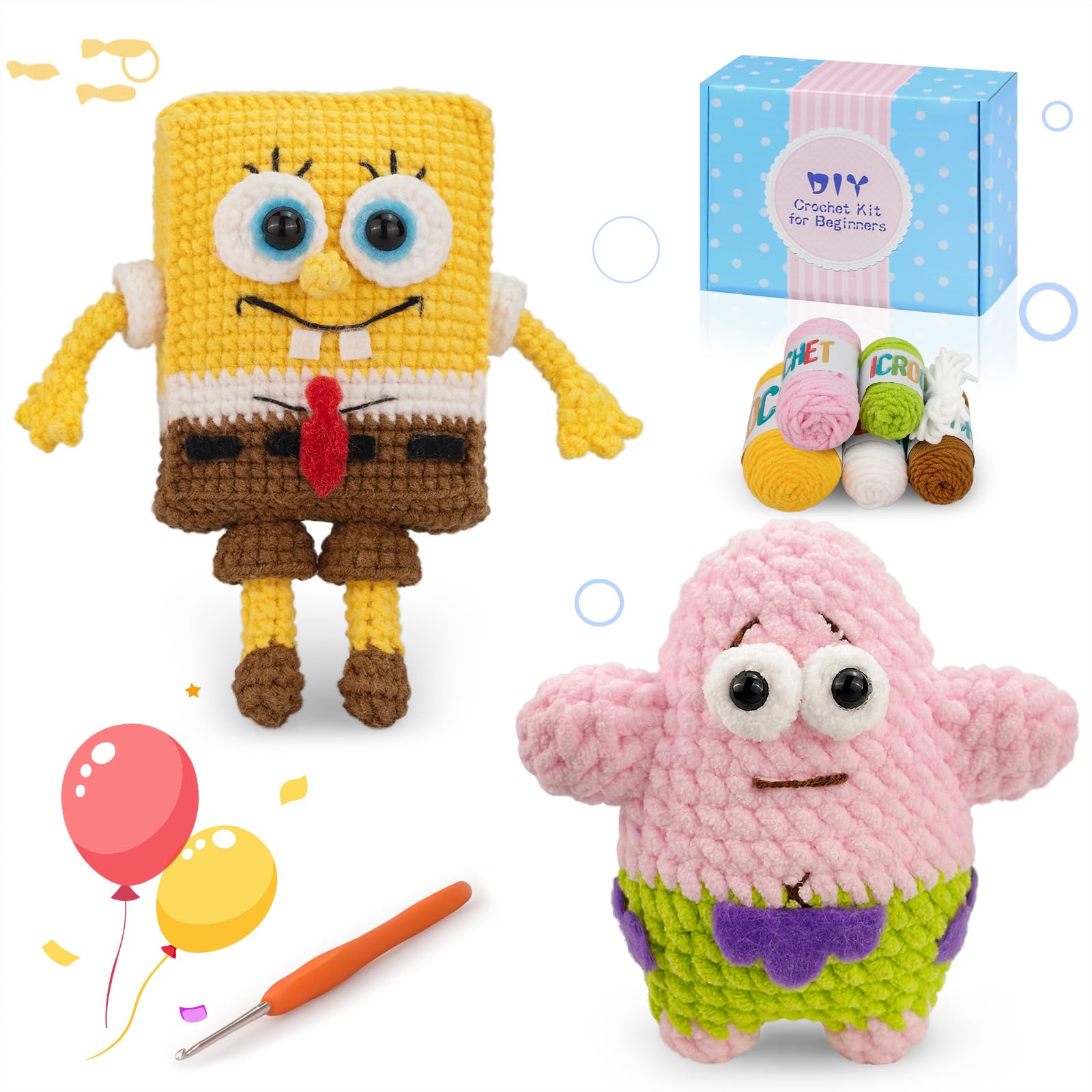 Photo 1 of Crochet Kit for Beginners Adults -Animals Start Crotcheting - Perfect Amigurumi Knitting Learn to Kit for Adult Kids with Stitch by Stitch Video Tutorials,Holiday Christmas Gift.