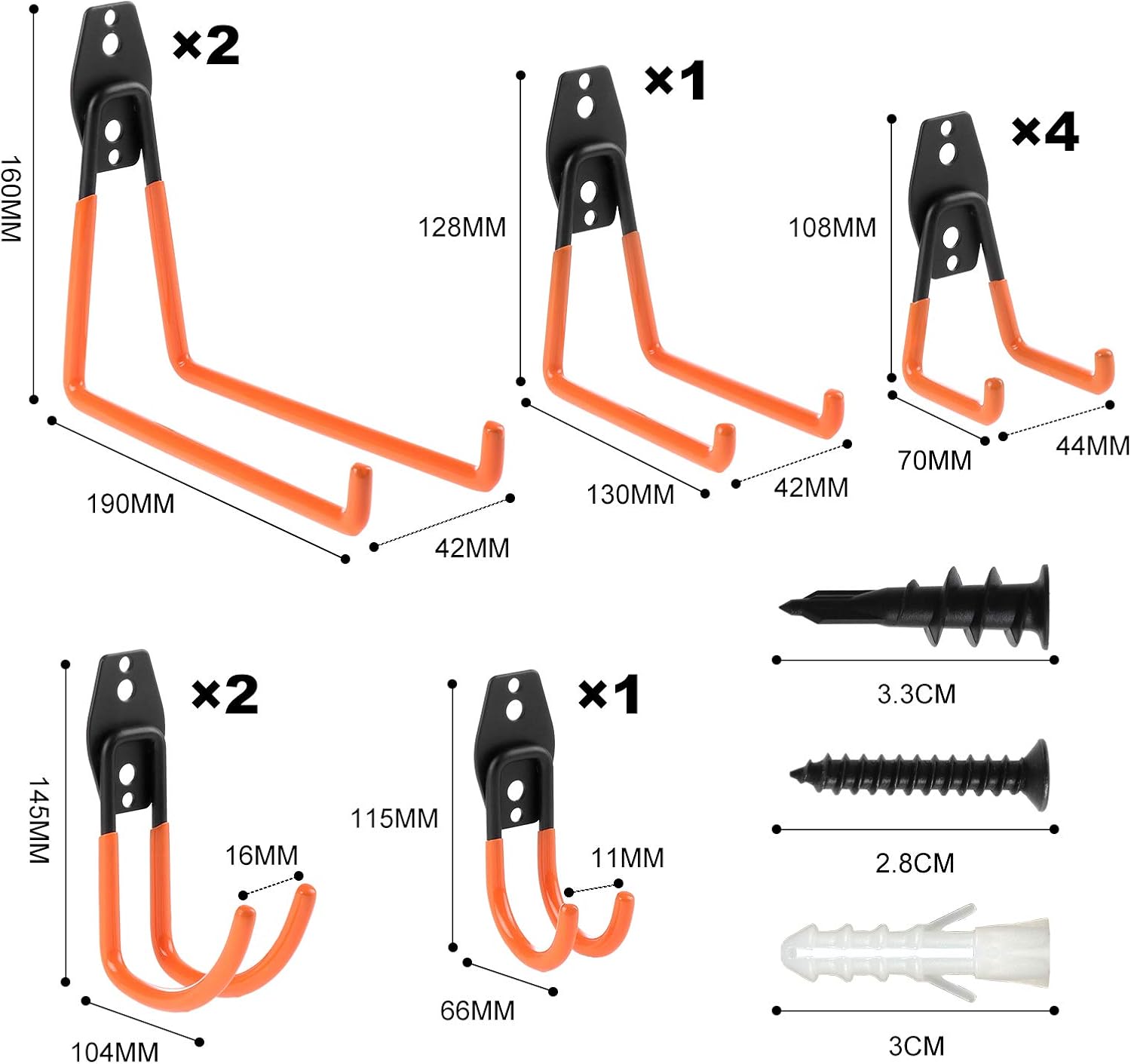 10 PCS Garage Hooks, Heavy Duty Garage Storage Hooks，Steel Garage
