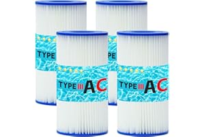Lucasou Type III Pool Filter Cartridge Type A or C Compatible Replacement for 583XX 530XX Series Pool Pumps, Washable & Reusable (4pcs)