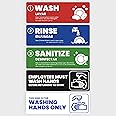 Fuel Stickers Wash Rinse Sanitize Sink Labels, 6 x 2 in, 6 Pack, Dishwashing, Food Safety, Training, Commercial Kitchen Label