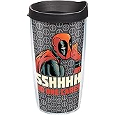 Tervis Marvel Deadpool Shhh No One Cares Made in USA Double Walled Insulated Tumbler Travel Cup Keeps Drinks Cold & Hot, 16oz, Classic