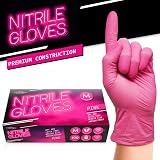 JFA Medical Pink Nitrile Gloves Box of 100 Medium Ambidextrous Powder Free view 3