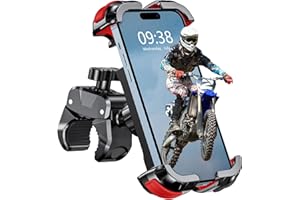 Zewdov Motorcycle Phone Mount, Upgrade Bike Phone Mount [1s Lock][Secure Protection], 360° Rotatable Phone Holder for Mountain Bike/ATV/Scooter Handlebar, Compatible with iPhone/Samsung 4.7-6.7" (Red)
