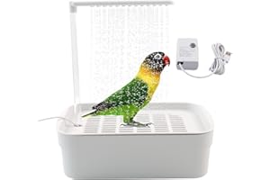 PINVNBY Automatic Bird Bath with Pump,Parrot Bathtub Shower Parakeet Bath Box with Cage USB & Power Plug Water Circulated Controller for Cockatiel Lovebird Conure Budgie(White)