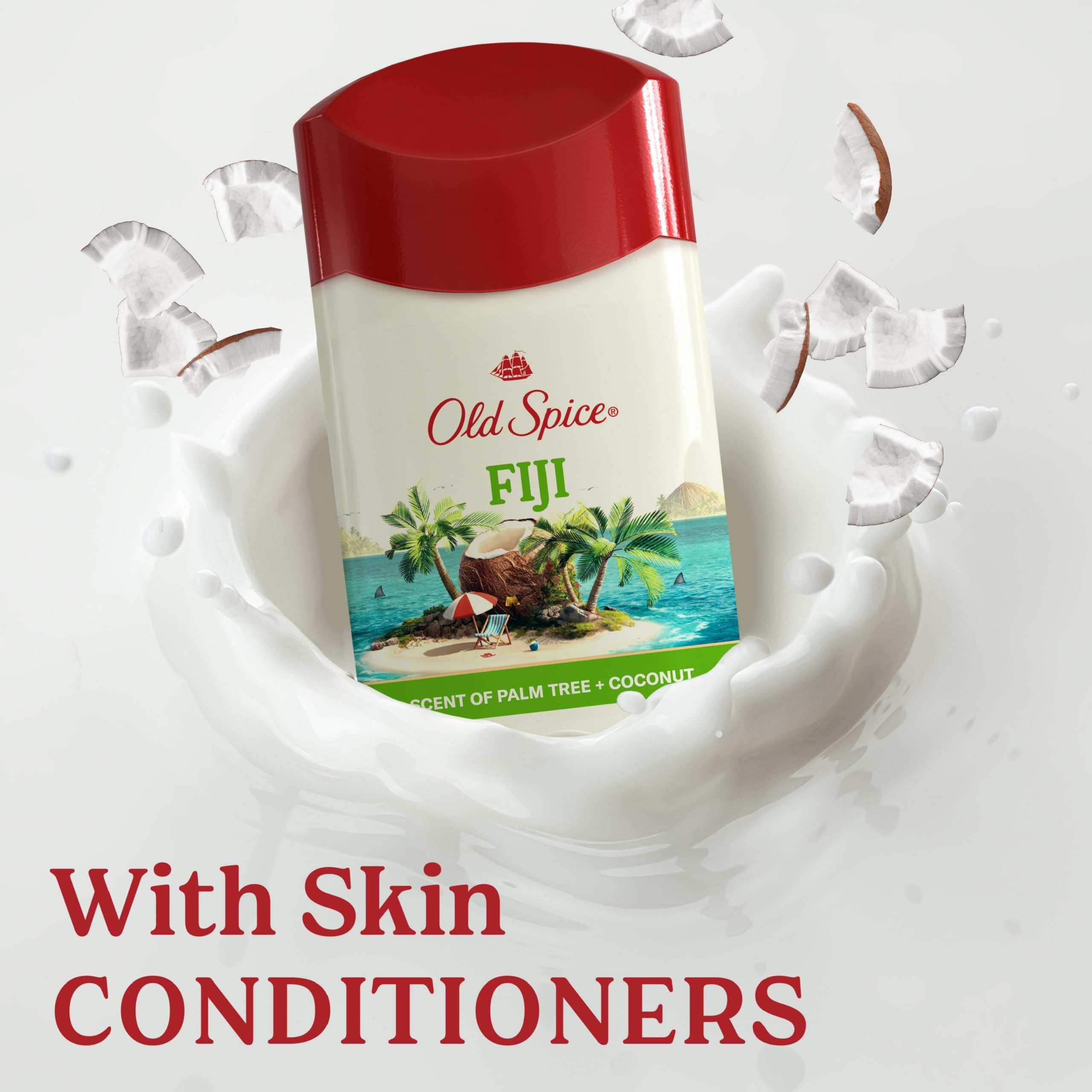 Old Spice Antiperspirant Deodorant for Men, 24/7 Sweat and Odor Protection, Advanced Skin Conditioners, Fiji with Palm Tree Scent, Invisible Solid, 2.6 oz (Pack of 2)