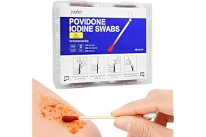 SVAHA Iodine Swabs 50 Pack - Povidone Iodine Swabsticks with Snap-Release Solution, Individually Wrapped for Wound Care, First Aid Kits, Nasal & Ear Care