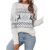 MakeMeChic Women's Christmas Sweater Soft Lightweight Warm Pullover Holiday Chunky Vintage Stylish