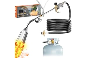 WELLUCK Propane Torch Weed Burner, Weed Torch 340,000 BTU Weeder Torch with CGA 510 11.5FT Hose, Heavy Duty Blow Torch with S