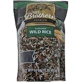 Minnesota Grown Wild Rice by Four Brothers 1lb Cultivated Premium Raw Gluten-Free Cholesterol-Free 1 Pound Traditionally Bat-Roasted Package Rice