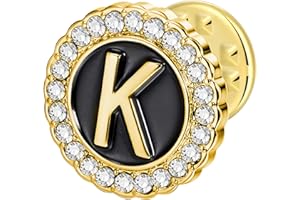 HAWSON Initial A-Z Lapel Pins, Personalized 18K Gold/Silver Brooch Pin Tie Tacks for Suits, Neckties, Hats, Men & Women